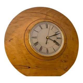 1980s Handcrafted Spalted Beech Wall Clock – Signed Tom Shaw – Natural Wood Artisan Design - Irish Artisan Designer For Sale