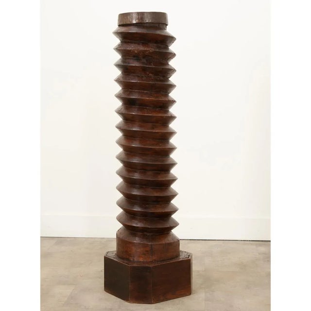 Brown French 18th Century Solid Wine Press Pedestal For Sale - Image 8 of 12