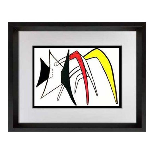 Alexander Calder Original Color Lithograph Limited Ed. | 1963 | Frame Included For Sale