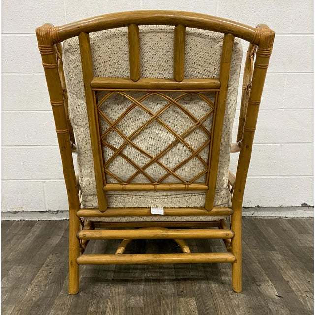 Vintage Clark Casual Furniture MCM Style Rattan Wingback Chair With