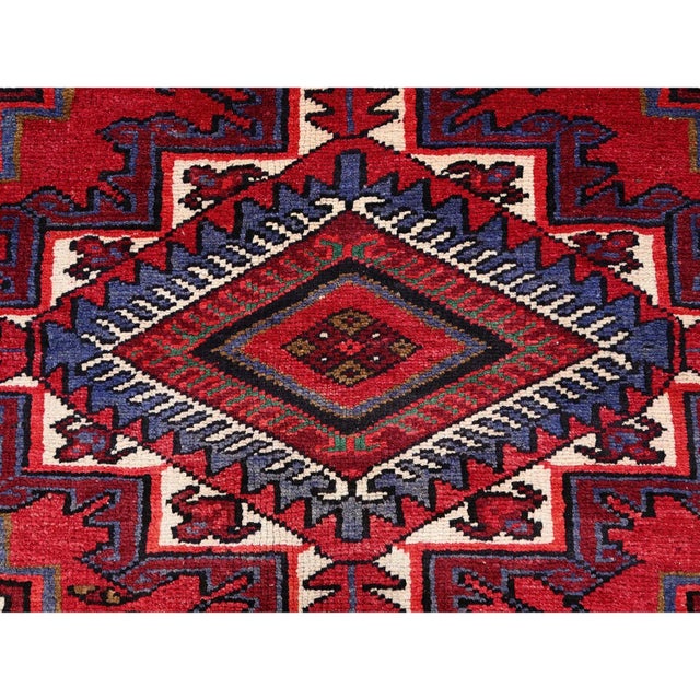 1960 Red Vintage Persian Hand knotted Heriz Distressed Clean Pure Wool Oriental Rug For Sale - Image 12 of 12