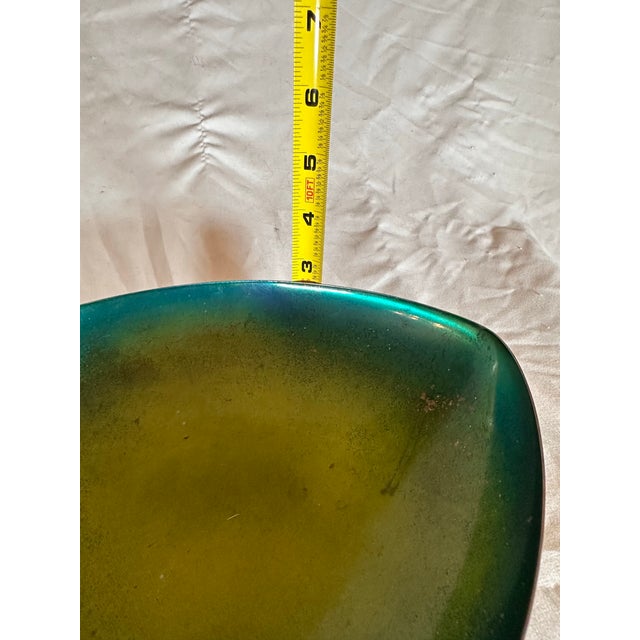 Mid-Century Modern Acid Yellow to Turquoise Blue Enamel Ombré Bowl For Sale - Image 3 of 10
