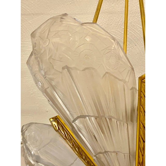 1920s French Art Deco Chandelier Signed by J Robert For Sale - Image 4 of 13