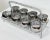 Mid-Century Modern Vintage Dorothy Thorpe Silver Fade Roly Poly Glasses Set of 8 in Caddy For Sale - Image 3 of 11