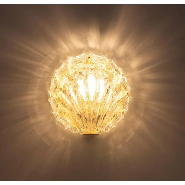Glass Murano Glass Shell Wall Light attributed to Limburg, Germany, 1970s For Sale - Image 7 of 11