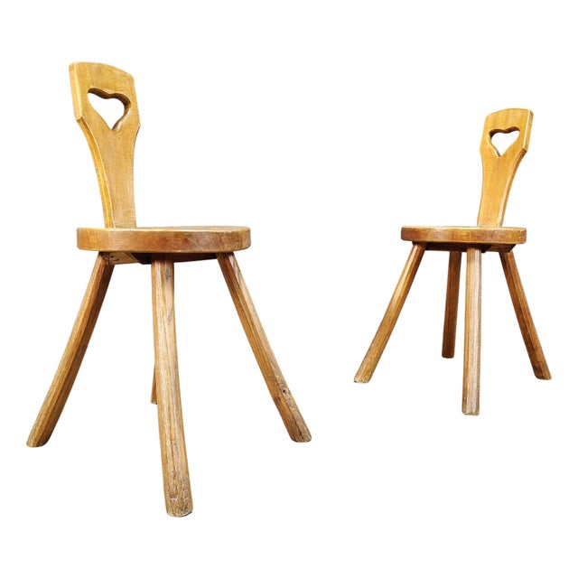 Vintage Brutalist Heart-Shaped Side Chairs, 1960s, Set of 2 For Sale