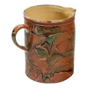 Antique Large Jaspé Pottery Pitcher, Late 19th Century, France