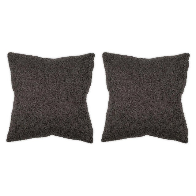 Transitional Teddy Slate 22x22 Pillow, A Pair For Sale - Image 3 of 3