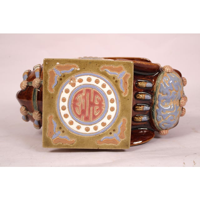 Ceramic Pair of Polychrome Decorated Stoneware Elephant Form Garden Seats /Tables For Sale - Image 7 of 11