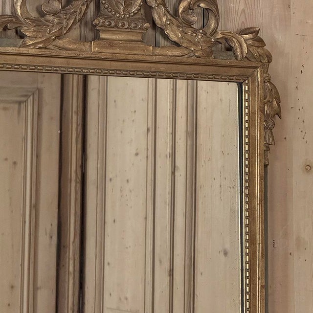 19th Century Italian Louis XVI Hand-Carved Giltwood and Painted Mirror For Sale - Image 9 of 18