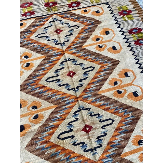 Mid-Century Scandinavian Flat Woven Kilim Rug For Sale - Image 3 of 13