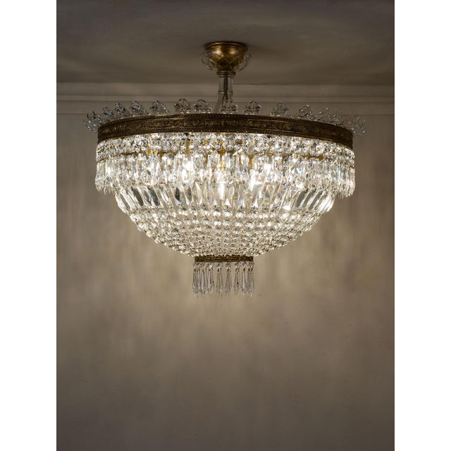 1940s Vintage Empire Bohemian Crystal Hot Air Balloon Ceiling Light, 1940s For Sale - Image 5 of 11