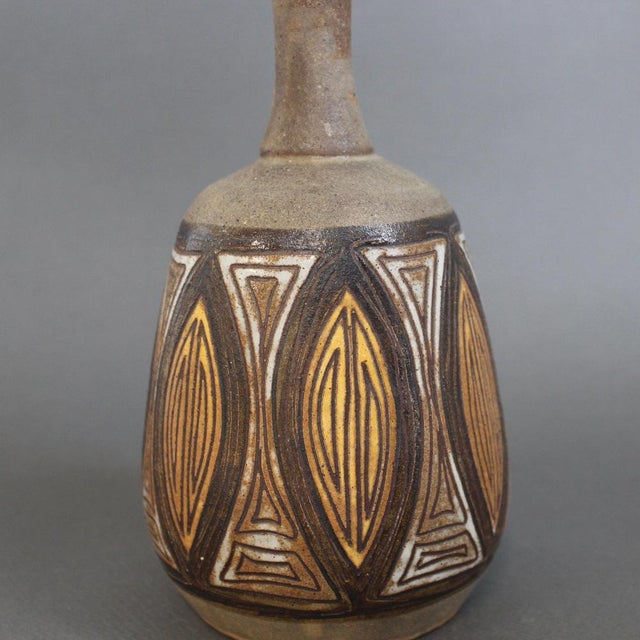 Brown Vintage French Ceramic Flower Vase by Alexandre Kostanda, 1960s For Sale - Image 8 of 14