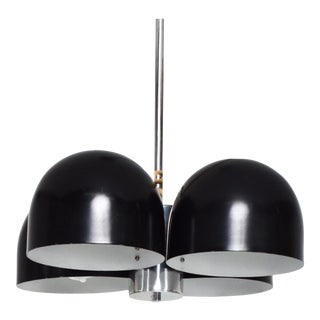 French Suspension Black Chandelier Modern Futurism 1960s Pierre Paulin Style For Sale