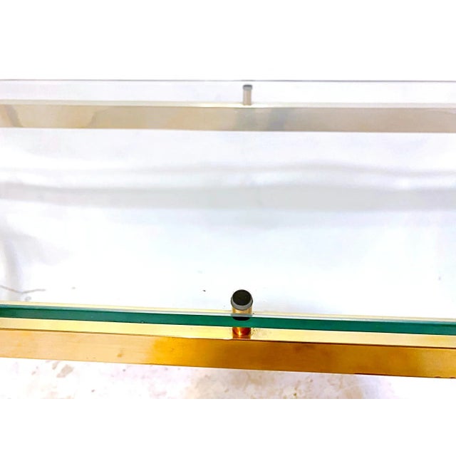 Brass 1970s Vintage Metal and Glass Console Table For Sale - Image 8 of 9