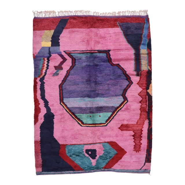 Large Colorful Abstract Moroccan Rug - 10'01 X 13'05 For Sale