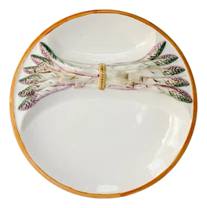 Vintage French Majolica Asparagus Plate