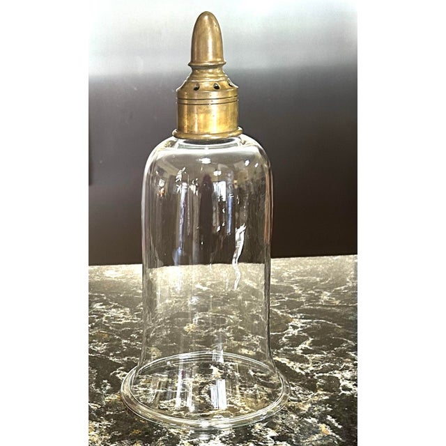 Chapman Manufacturing Company Vintage, Brass and Blown Glass, Hurricane Wall Sconces, With Smoke Bells, by Chapman - Pair For Sale - Image 4 of 12