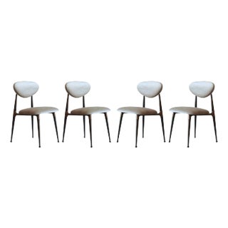 Set of Four Dining Chairs in Chenille and Bronze by Dan Johnson, C. 1950s For Sale