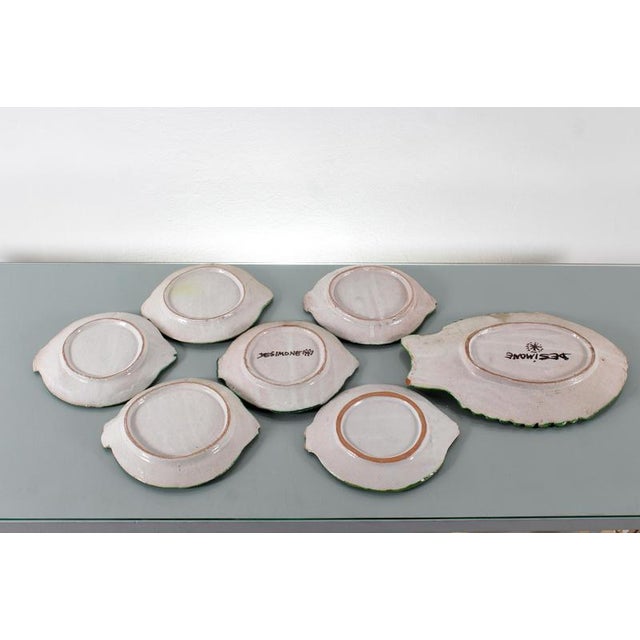 Ceramic Mid-Century Glazed Ceramic Fish Plates from from De Simone, Italy, 1960s, Set of 7 For Sale - Image 7 of 12