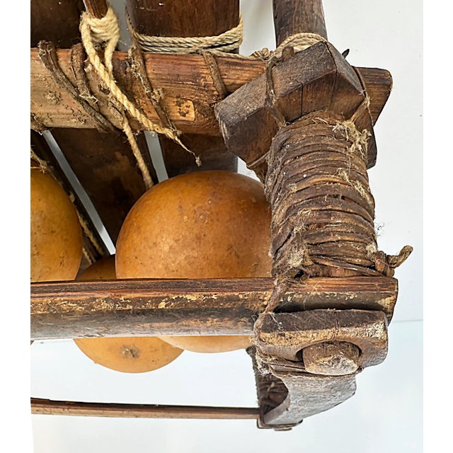 20th-Century Rustic African Xylophone With Wood, Gourds, Rope and Mallets For Sale - Image 9 of 13
