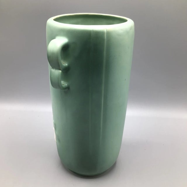 Weller Pottery Weller Pottery Wild Rose Double Loop Handled Vase For Sale - Image 4 of 13