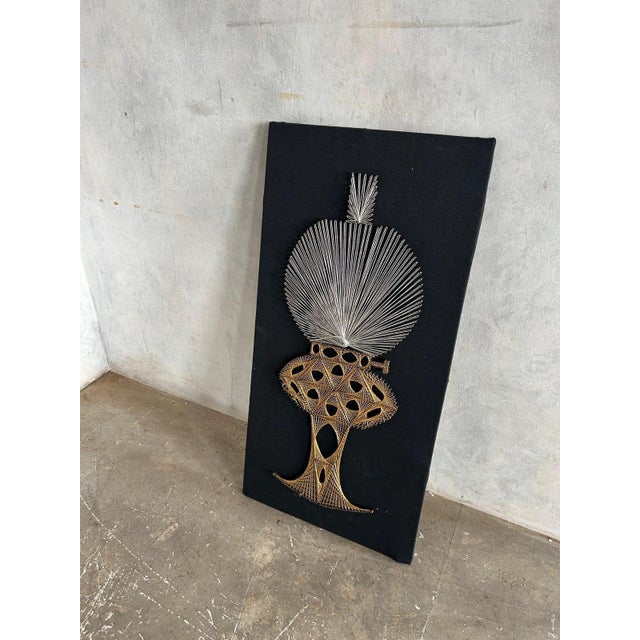 Metal Mid-Century Black and Gold Oil Lamp String Artwork For Sale - Image 7 of 13