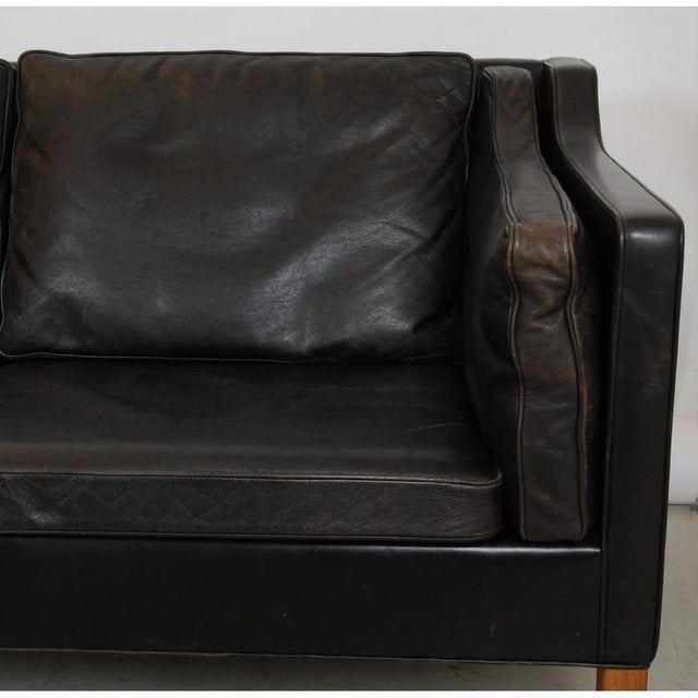 Black Vintage 2213 3-Seater Sofa in Patinated Black Leather by Børge Mogensen for Fredericia For Sale - Image 8 of 18