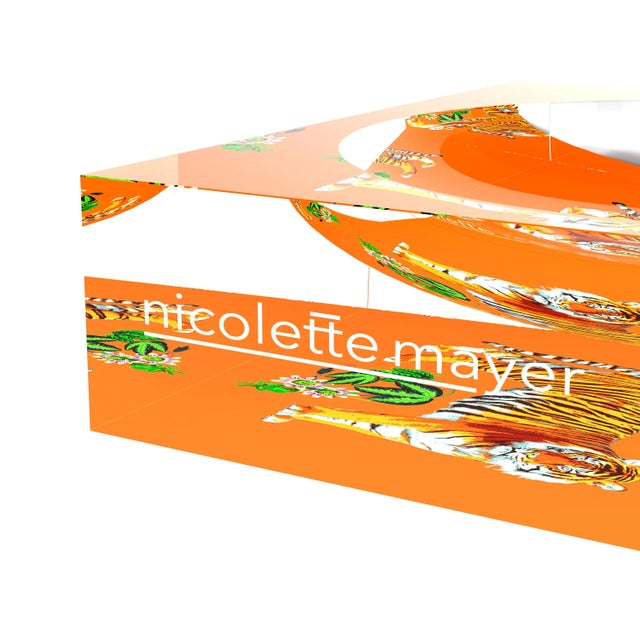 Tiger Seeing Double Orange Acrylic Candy Catchall Dish, Large For Sale In Miami - Image 6 of 11