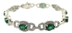 7.06 Ct Natural Emerald & Diamond Bracelet