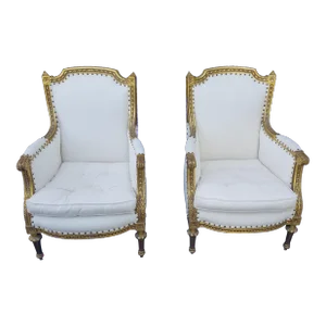 Early 20th Century Louis XVI Style Bergere Chairs - a Pair