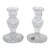 Clear Lead Crystal Candlestick Holders 2pc Pair Fan Cut Made in Yugoslavia 5172b For Sale