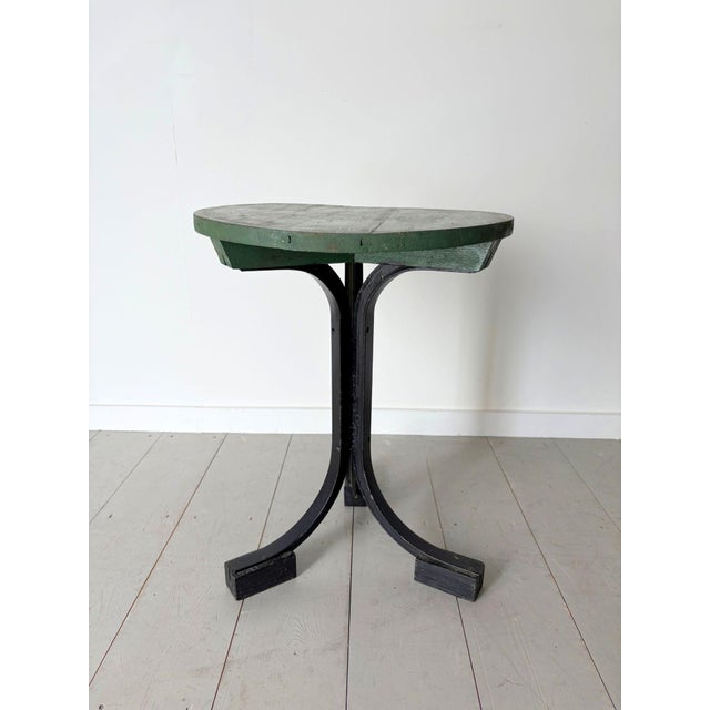 Modern Modernist Industrial Side Table with Green Top, France, 1940s For Sale - Image 3 of 8