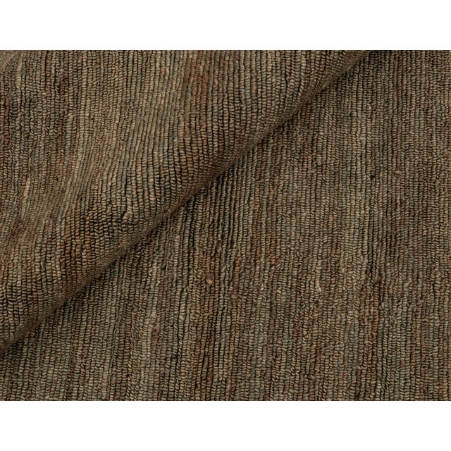 High Quality Hand Knotted Dark Green Natural Jute Loop Pattern Solid Rug 9x12Ft. For Sale - Image 12 of 12