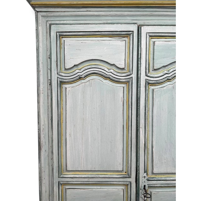 Gray Louis XIV Style Armoire in Painted Wood, 19th Century For Sale - Image 8 of 15