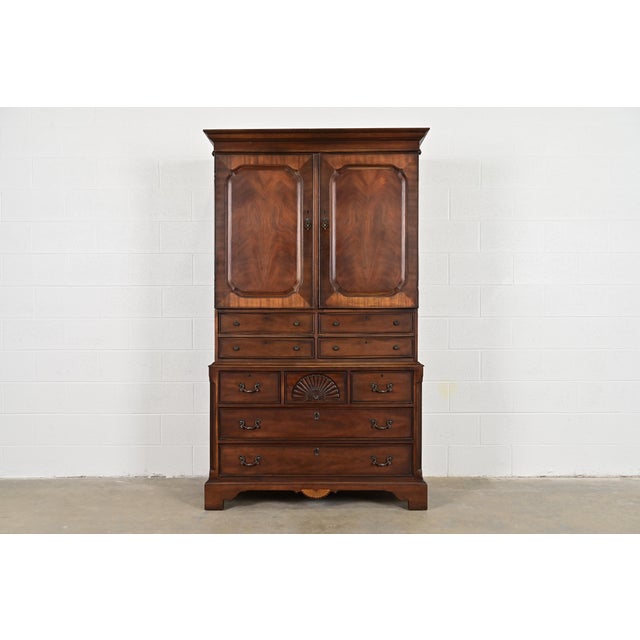 Drexel Heritage Georgian Carved Mahogany Armoire Dresser or Gentleman's Chest For Sale - Image 11 of 11