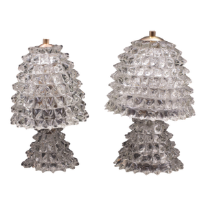 Set of 2 Table Lamp in Rostrato Murano Glass Vase for Barovier & Toso, 1940