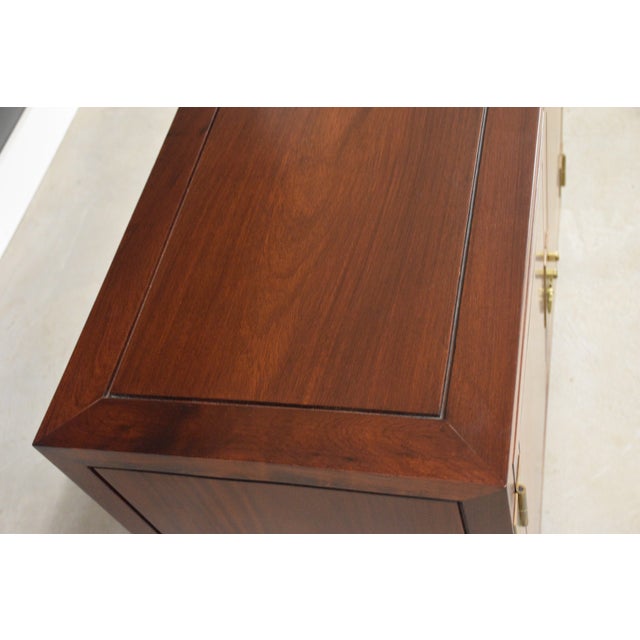 Brown 1970s Solid Mahogany and Brass Chest Credenza For Sale - Image 8 of 10