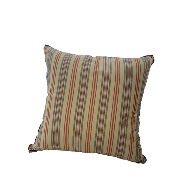 Green & Red Striped Throw Pillow For Sale - Image 6 of 6