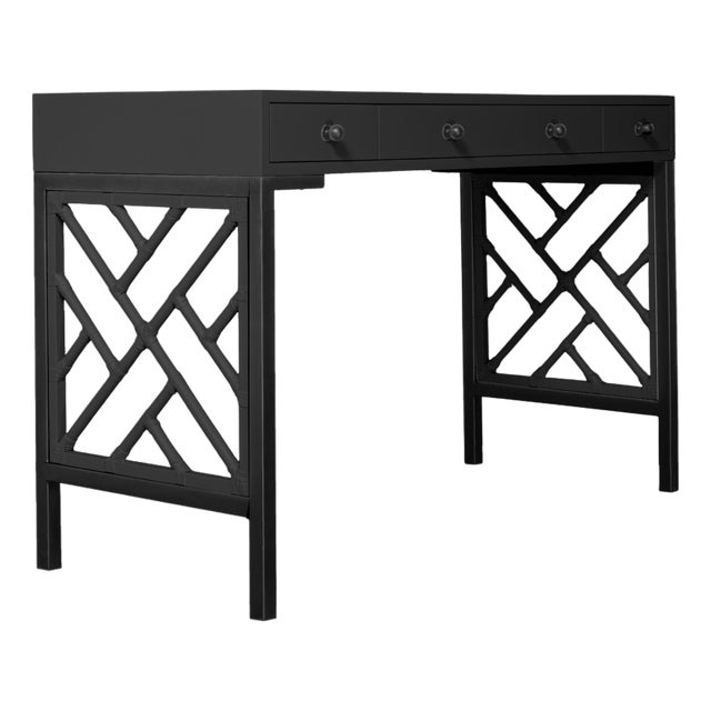 Chippendale Writing Desk - Black For Sale