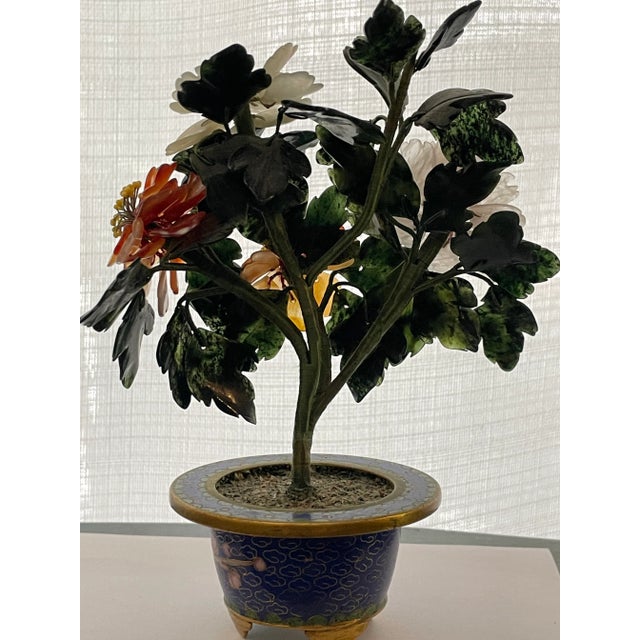Vintage Miniature Chines Hard Stone Jade Tree For Sale - Image 9 of 12