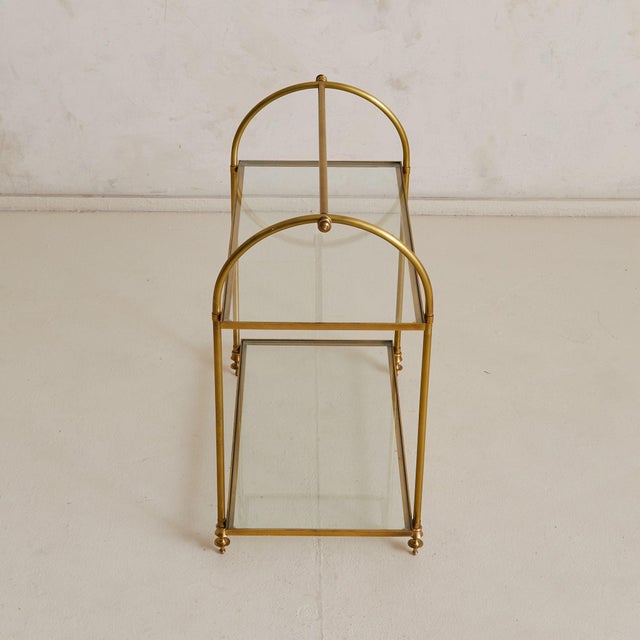 1940s French Brass Two-Tier Side Table in the Manner of Maison Jansen, 1940s For Sale - Image 5 of 8