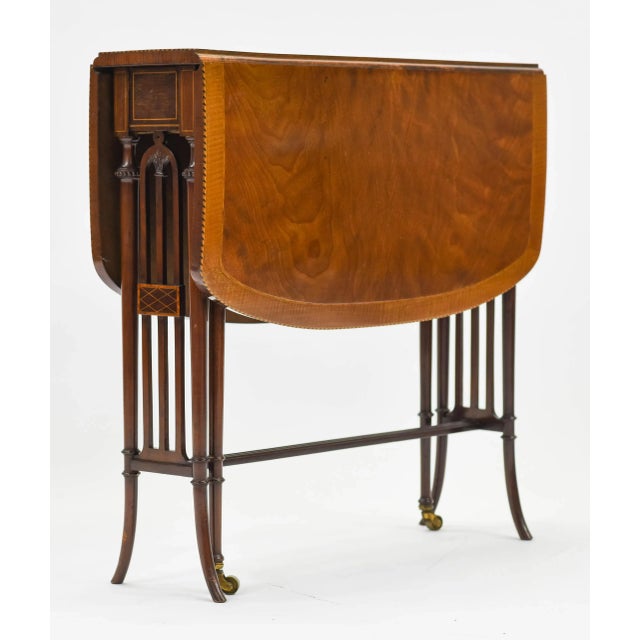 Antique Gate Leg Table With Banded Inlay For Sale - Image 10 of 11