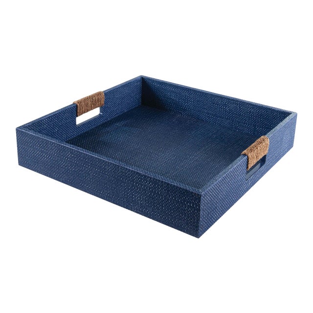 Regina Andrew Logia Square Tray Large in Indigo For Sale