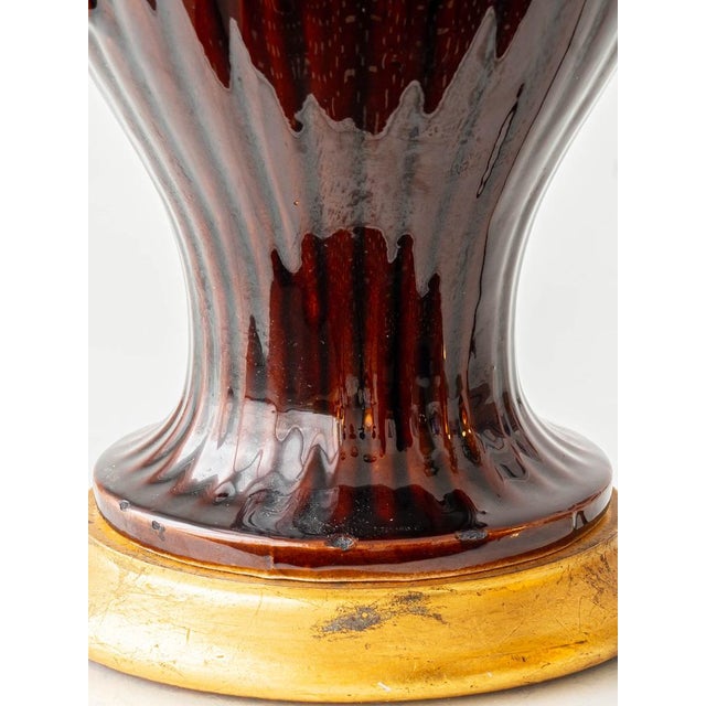 Manises Chocolate Brown Glazed Table Lamp, Spain, 1960s For Sale - Image 6 of 14