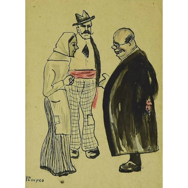 Gabriele Galantara, Figures, 1908, Mixed Media For Sale - Image 4 of 4
