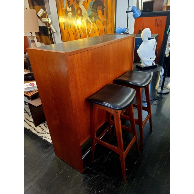 Danish Teak Drybar With Stools by Erik Buch Dyrlund For Sale - Image 11 of 12