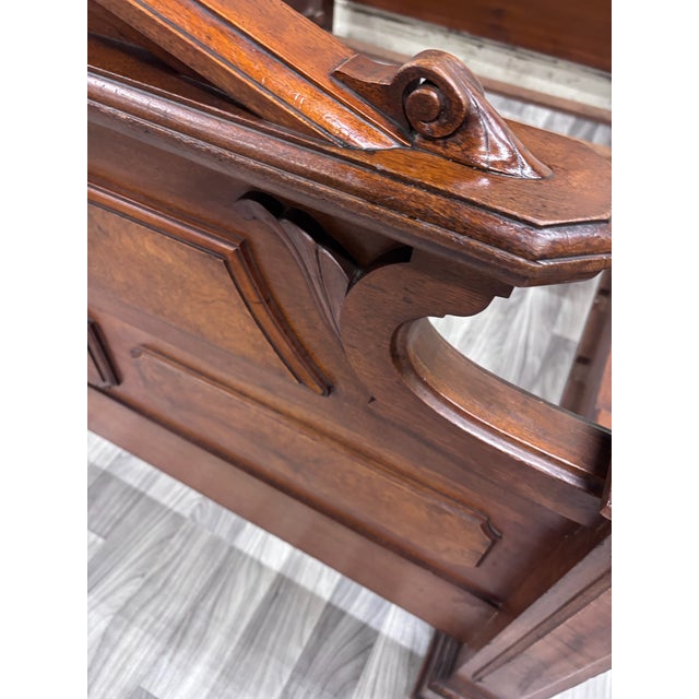 Brown Antique Full Size Victorian Monumental Carved Walnut Burl Wood Bed For Sale - Image 8 of 13