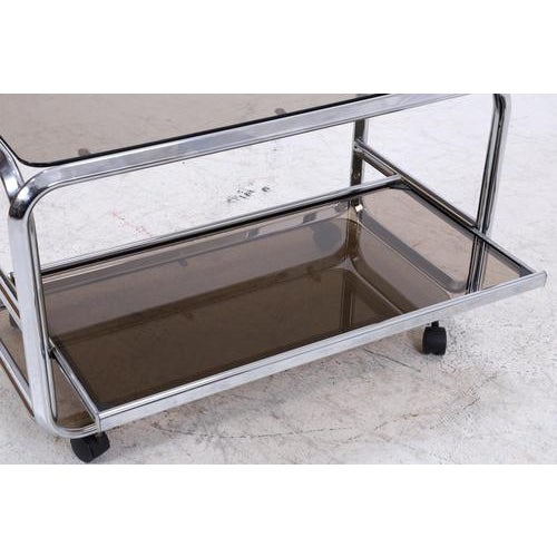 Mid-Century Chrome and Smoked Glass Serving Trolley, 1970s For Sale - Image 9 of 15