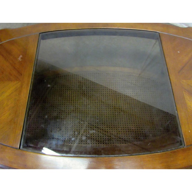 1990s Oval Oak Coffee Table With Center Glass Top For Sale - Image 4 of 8
